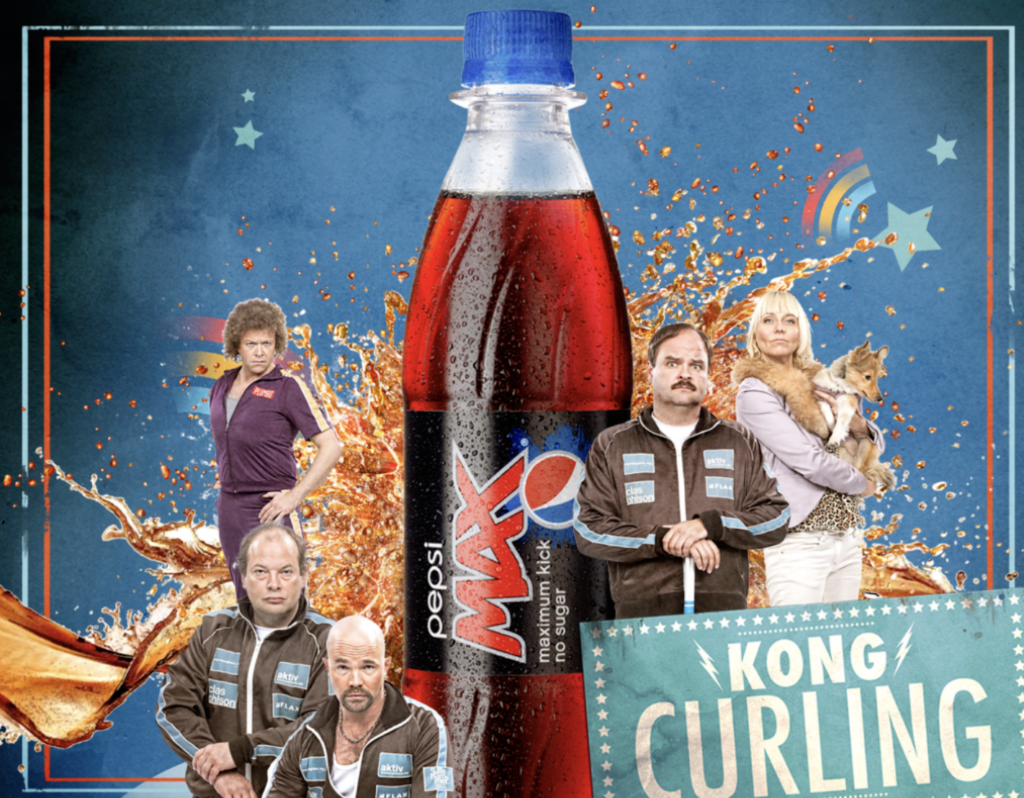 Ad til kampanjen for Pepsi Max med Kong Curling.